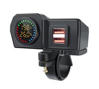 Zuoeay Motorcycle Charging Hubs Featuring Double USB Port LCD Temperature Screen Intelligent Current Protections PC Construction Motorcycle USB Fast Charger With Temperature Display