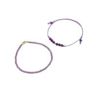 Zuoeay Natural Amethyst Stackable with Gold Beads for Women Elegant Layering Jewelry Spiritual Crystals Gift Unique Jewelry for Women