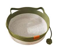 Zuoeay Pet Bed Woven Basket Cartoon Kitten Theme Mat Bed Dog Mat Nest Machine Washable Breathable Nest