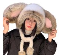 Zuoeay Rabbits Ears Hat Funny Plush Unisex Animal Ears Flap Softable Warm For Girls And Ladies Trendy Rabbits Ear Hat