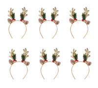 Zuoeay Set Of 6 Christmas Reindeer Antlers Headbands Festival Plush Antlers Unique Headwears For Holiday Gatherings Holiday