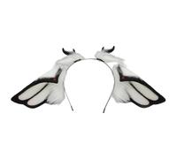 Zuoeay Soft Bendable Frame Devil Horn Hairband Realistic Faux Furs Animal Ear Roleplay Costume Accessory For Halloween Event Fantasy Creature Animal Ear Headpiece