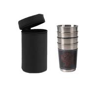 Zuoeay Steel Shot Glass Set Portable Leather Cover Portable Shots Glasses 30/70/180ml Capacity for Get Togethers Shot Glass