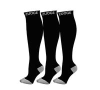 zuoge 3 Pairs Compression Socks Pack - Best Medical, Nursing, Travel & Flight Socks - Running & Fitness - 15-20mmHg