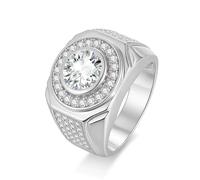 ZUOHUI 2ct Moissanite Sterling Silver Band Ring: Luxe Wide Wedding & Promise Ring for Women/Men, D-E Colour (Sizes 7-12 US)(Silver,9)