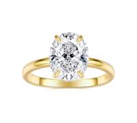 ZUOHUI 3.5 Carat Oval Cut Solitaire Engagement Ring, S925 Sterling Silver Ring for Women, Luxury Sparkling Wedding Band for Anniversary & Daily Wear(Gold,8)
