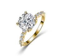 ZUOHUI 3CT Moissanite Engagement Ring for Women, S925 Sterling Silver Twisted Band 4 Prong Solitaire, Wedding Band, Gift for Anniversary(Gold,5)