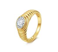 ZUOHUI 6x8mm Oval Moissanite Ring S925 Sterling Silver Twisted Band for Women & Men, D-E Color, Stackable Wedding Engagement Anniversary(Gold,9)