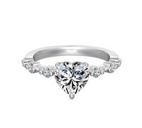 ZUOHUI 925 Silver 1.2ct Heart Moissanite Solitaire Ring for Women | Sterling Band Hypoallergenic Birthday Anniversary Valentine's Day Christ Gift for Her Boxed with GRA Certificate