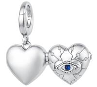 ZUOHUI 925 Silver Evil Eye Heart Locket Bead Charm for Pandora Bracelet | Sterling Dangle Openable fits Troll Biagi Chamilia Bracelet Memory Pendant DIY Jewellery Supplies Gift for Her Birthday