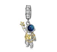 ZUOHUI 925 Sterling Silver Astronaut Charm | Reaching for Star | Fits Pandora | DIY Jewellery Making | Gift for Women