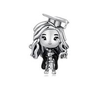 ZUOHUI 925 Sterling Silver Bead Charms - Graduation Cap & Animal Pendant Collection with Enamel Detailing, Compatible with Pandora/Biagi/Troll/Chamilia (Gift Box Included)(SCC3125)