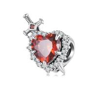 ZUOHUI 925 Sterling Silver Bead Charms - Vintage Sword & Heart Pendant with 3A Zircon, Bohemian DIY Jewelry Charms Compatible with Pandora/Biagi/Troll/Chamilia (Gift Box Included)