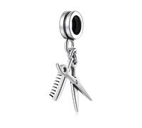 ZUOHUI 925 Sterling Silver Charm Dangle Beads, Hair Dryer Scissors Comb DIY Handmade Pendant Gift for Women Girl Compatible with Pandora/Troll/Chamilia Charm Bracelet(Scissors comb)