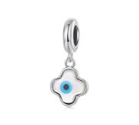 ZUOHUI 925 Sterling Silver Clover & Evil Eye Charm Bead for DIY Jewelry Making, Gift for Her, Compatible with Pandora Bracelets - Women, Wife, Daughter