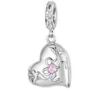 ZUOHUI 925 Sterling Silver Love Heart Key Charm Bead Set for Pandora | Bird Lock Dangle Pendant fits Troll Biagi Chamilia Bracelet Gift for Her Birthday Valentine's Day Christmas