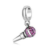 ZUOHUI 925 Sterling Silver Microphone Charm Pavé CZ | Fits Pandora Bracelet | DIY Jewellery | Music Teacher Gift