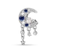 ZUOHUI 925 Sterling Silver Moon Pearl Cradle Charm - DIY Jewelry Making, Gift-Ready for Birthdays/Mother’s Day, Compatible with Pandora & European Bracelets