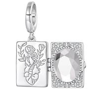 ZUOHUI 925 Sterling Silver Photo Locket Bead Charm for Pandora Bracelet | Openable Pendant fits Troll Biagi Chamilia Vintage Filigree Dangle DIY Jewellery Supplies Gift for Her Valentine's Day