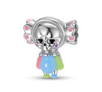 ZUOHUI Candy Skull Baby Charm Bead - 925 Sterling Silver with Resin Accent, 4.5mm Hole for Pandora Bracelets, DIY Jewelry Gifts for Women, Sisters, Mothers (Birthday, Valentine’s Day)
