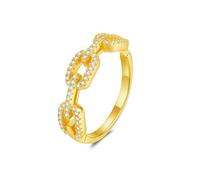 ZUOHUI Chain Dream Starry Moissanite Ring S925 Sterling Silver Unisex Wedding Band, Stackable Eternity Ring for Women/Men, D-E Color 1mm Stone(Gold Zircon,6)