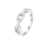 ZUOHUI Chain Dream Starry Moissanite Ring S925 Sterling Silver Unisex Wedding Band, Stackable Eternity Ring for Women/Men, D-E Color 1mm Stone(White Gold Zircon,8)