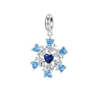 ZUOHUI Christmas DIY 925 Sterling Silver Snowflake Heart Charm with Zircon - Winter Jewelry Making Accessory for Bracelets & Necklaces | Gift for Birthdays, Holidays & Mother’s Day(A)