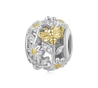 ZUOHUI Copper Plated Daisy Bee Bead Charms for Pandora Bracelet DIY