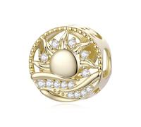 ZUOHUI Copper Plated Star Moon Bead Charms for Pandora Bracelet DIY