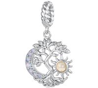 ZUOHUI Copper Plated Tree of Life Charm for Pandora Bracelet DIY | Platinum Sun Moon Dangle fits Troll Biagi Chamilia Celestial Bead Jewellery Supplies Gift for Her Valentine's Day Christmas