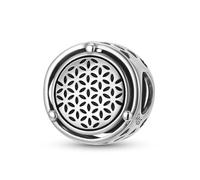ZUOHUI Flower of Life S925 Sterling Silver Charm Bead - 11.4mm DIY Jewelry Making, Compatible with Pandora Bracelets, Gifts for Women (Mom, Sister, Daughter)