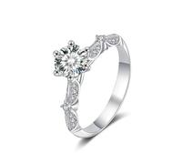 ZUOHUI Genuine S925 Sterling Silver 6.5mm Moissanite Star & Butterfly Wing Ring - Geometric Stackable Band for Women, Wedding, Anniversary & Fashion Commute(8)