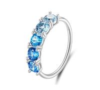 ZUOHUI Luxury Star Women’s S925 Sterling Silver Gradual Blue Zirconia Stackable Ring, Lightweight 1.6g Band for Wedding, Anniversary, Everyday Wear, Size 6,7,8(7)