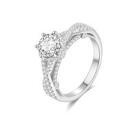 ZUOHUI Moissanite Ring S925 Sterling Silver, Unisex Stackable Wedding Band Engagement Ring for Women & Men, D-E Color, Anniversary(Silver Moissanite,5)