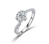 ZUOHUI Moissanite S925 Sterling Silver Ring for Women Bezel Set Half Eternity Band Stackable Engagement Wedding Anniversary(Silver,8)