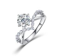 ZUOHUI Moissanite Sterling Silver Ring for Women Criss Cross Stackable Engagement Band S925 Promise Anniversary Eternity(Silver,5)