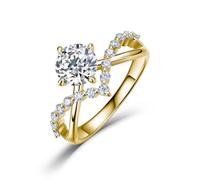 ZUOHUI Moissanite Sterling Silver Ring for Women Criss Cross Stackable Engagement Band S925 Promise Anniversary Eternity(Gold,5)