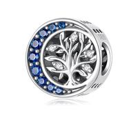 ZUOHUI Mystic Blue Moon & Tree of Life 925 Sterling Silver Charm - DIY Celestial Bead for Bracelets | Spiritual Gifts for Women, Sister (Birthday, Valentine’s Day)