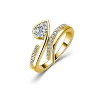 ZUOHUI Pear Shaped Moissanite Twist Ring for Women, S925 Sterling Silver Stackable Band, Geometric Wedding Engagement Promise Ring(Gold,6)