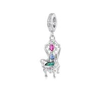 ZUOHUI Platinum Plated Copper Fairy Tale Charms for Women Jewelry Making, Castle Unicorn Teacup Beads for Pandora Compatible Bracelets, DIY Birthday Gift(Magic Stool YIC189)