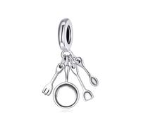 ZUOHUI Platinum-Plated Copper Kitchen Charms for Women, 4.5mm Hole DIY Bead Set Compatible with Pandora Bracelets, Utensil Charms for Jewellery Making