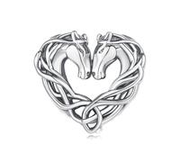 ZUOHUI S925 Celtic Twin Horses Charm | Oxidised Sterling Silver | Pandora Bracelet Compatible | Spiritual Gift for Women, Sister (1.0cm)