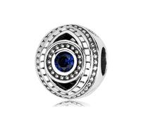 ZUOHUI S925 Evil Eye Sterling Silver Charm with Blue Zircon | Pandora Bracelet Compatible | DIY Jewellery & Protection Gift for Women, Sister (1.0cm)(PC0029)