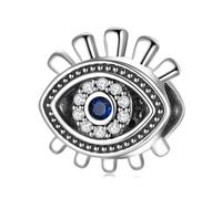ZUOHUI S925 Evil Eye Sterling Silver Charm with Blue Zircon | Pandora Bracelet Compatible | DIY Jewellery & Protection Gift for Women, Sister (1.0cm)(PC0293)
