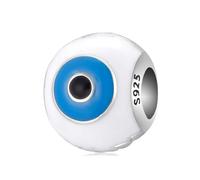 ZUOHUI S925 Evil Eye Sterling Silver Charm with Blue Zircon | Pandora Bracelet Compatible | DIY Jewellery & Protection Gift for Women, Sister (1.0cm)(PC0221)