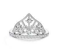 ZUOHUI S925 Silver Crown Ring French Elegant Style Stacking Rings for Women Sterling Silver Wedding Band Statement Ring(6)