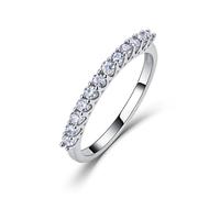 ZUOHUI S925 Silver Moissanite Ring for Women - 0.4CTW VVS1 3EX Cut Arched Crown Band, Daily & Formal Wear Sterling Silver Stackable Ring(Silver,9)