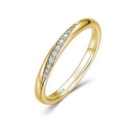 ZUOHUI S925 Silver Moissanite Ring Single Row Stackable Rings for Women Plain Polished Band Eternity Ring Daily Wear