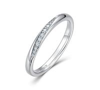 ZUOHUI S925 Silver Moissanite Ring Single Row Stackable Rings for Women Plain Polished Band Eternity Ring Daily Wear