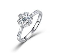 ZUOHUI S925 Silver Moissanite Ring Snowflake Bud Design Engagement Solitaire Stacking Rings for Women(Silver,7)